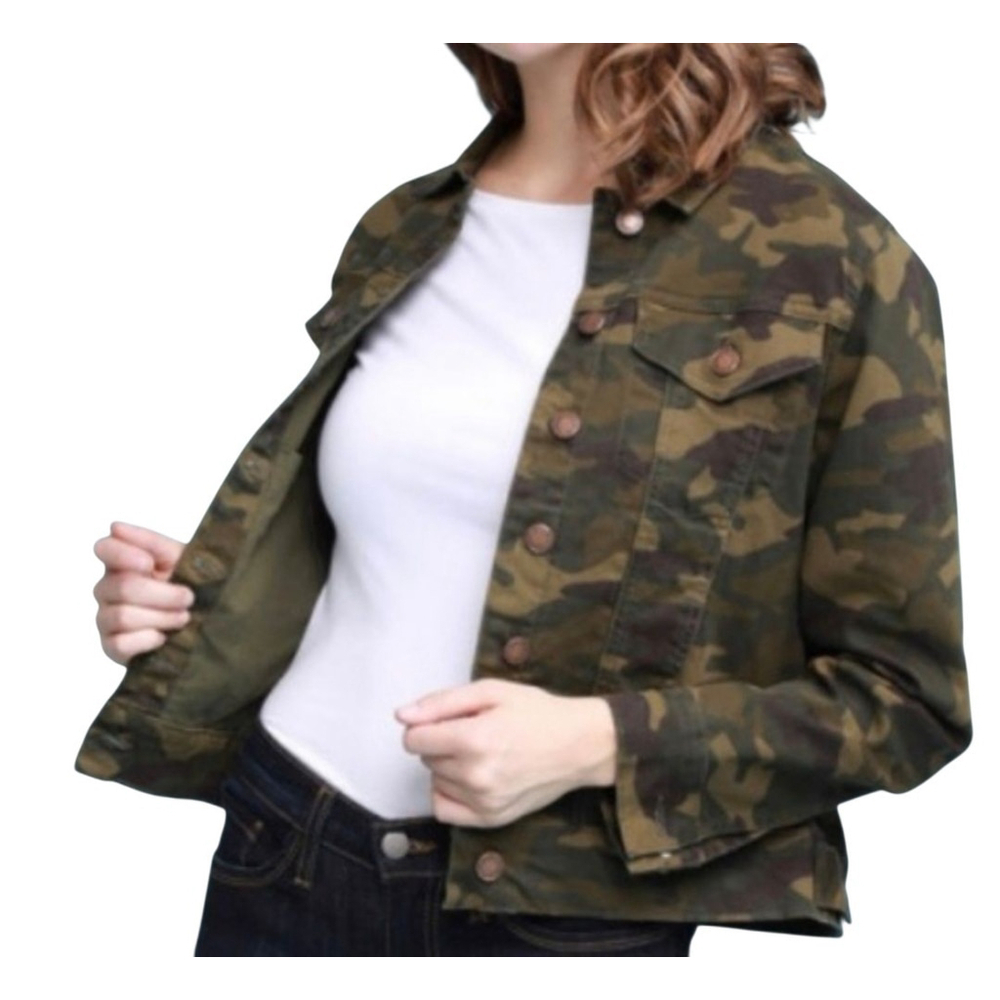Judy Blue Women's Camouflage Long-Sleeves Denim Jacket Size Medium